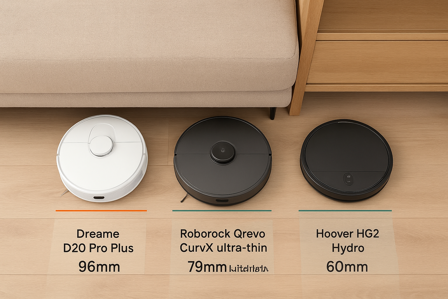 Dreame, Roborock e Hoover: quali valutare se cerchi un robot sottile che passi sotto i mobili