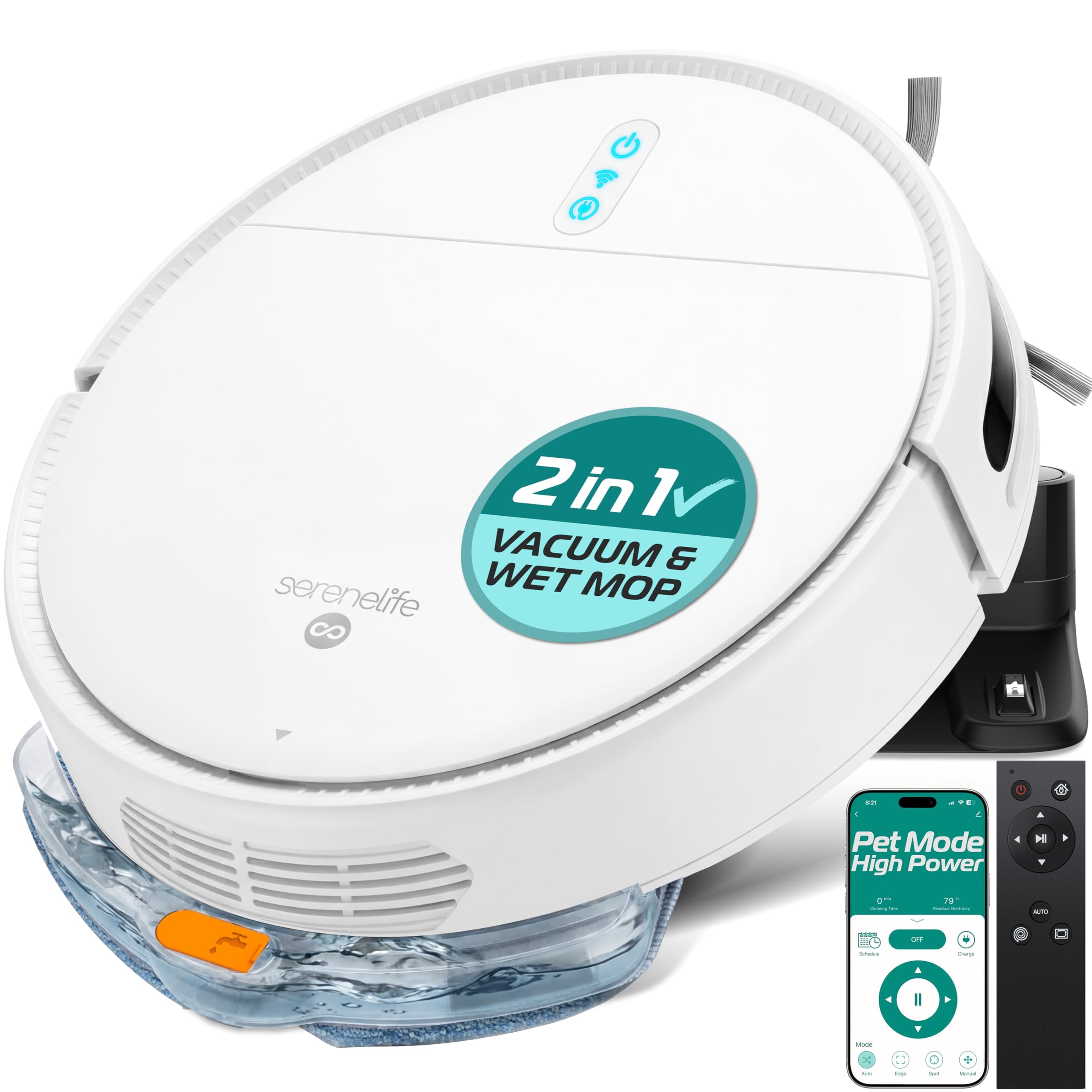 SereneLife robot aspira e lava pavimenti compatto, soluzione economica per appartamenti piccoli su Amazon