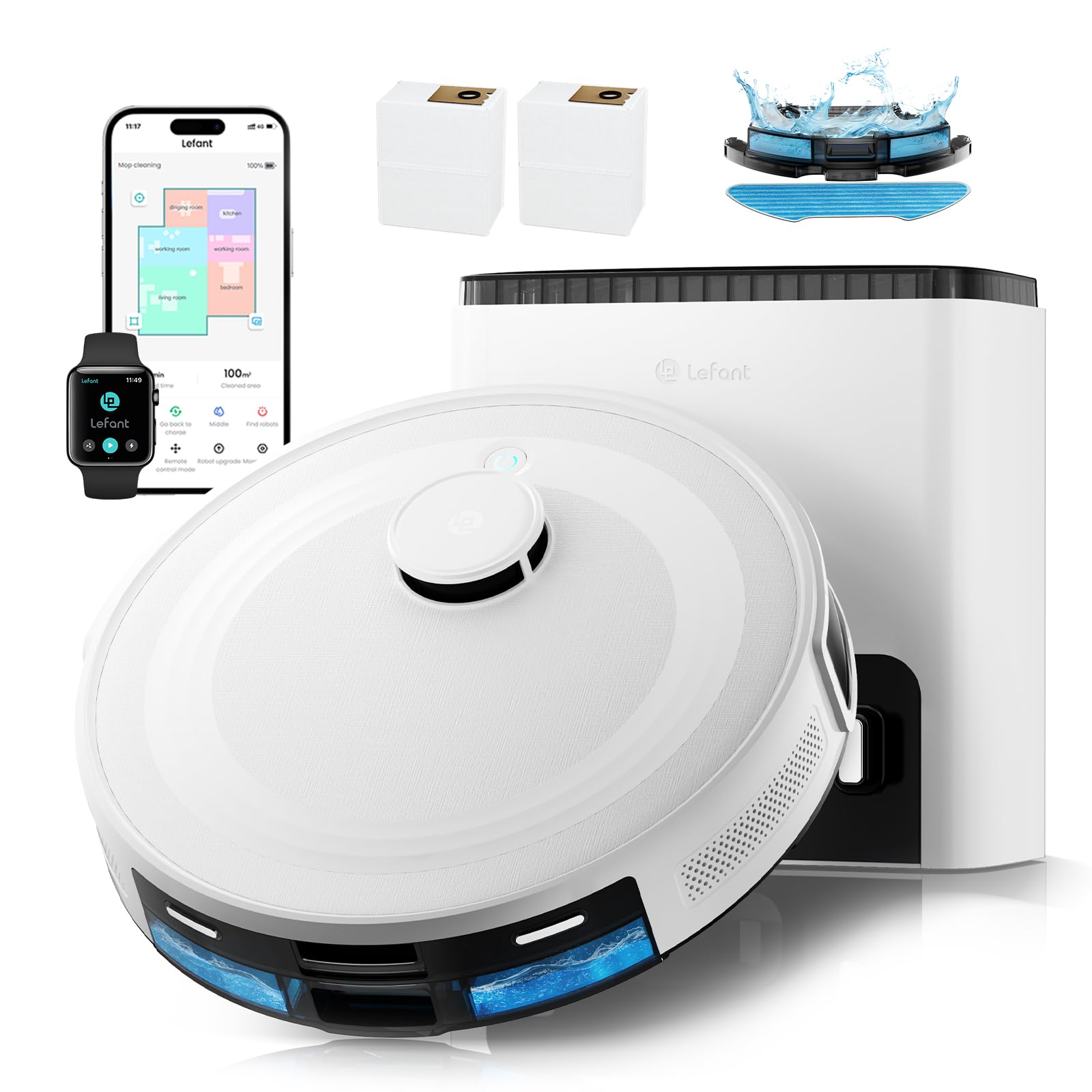 Lefant M2 Plus robot aspirapolvere lavapavimenti con stazione di autosvuotamento in promozione su Amazon