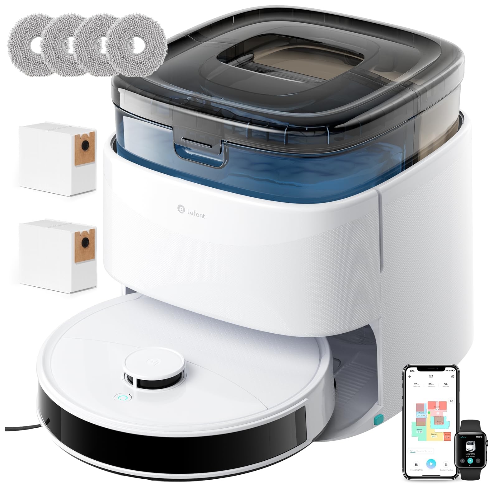 Lefant M3Max robot aspirapolvere lavapavimenti, top di gamma con stazione all-in-one in offerta su Amazon