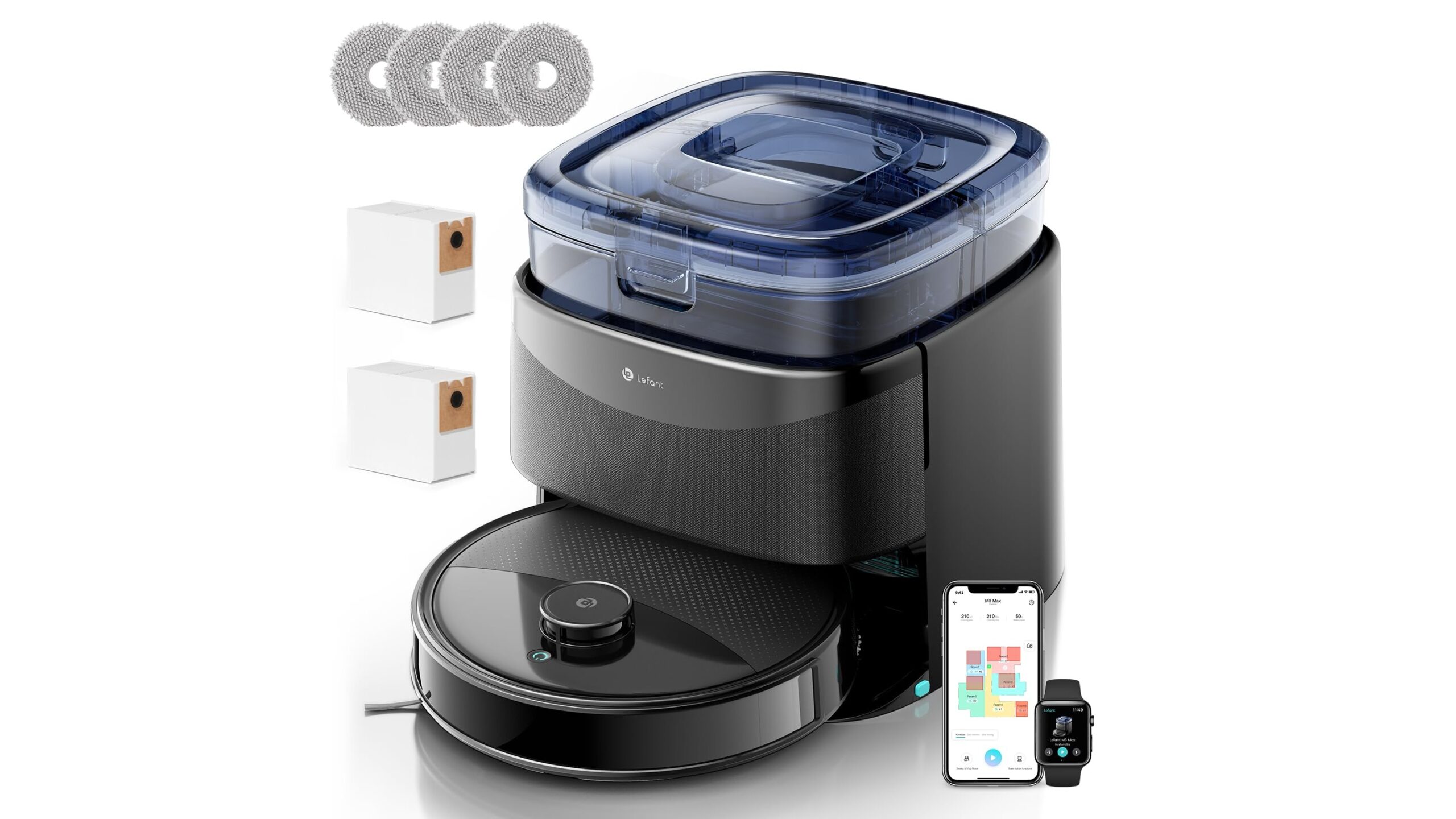 Lefant M3 robot aspirapolvere lavapavimenti in offerta su Amazon, soluzione completa con stazione autosvuotante