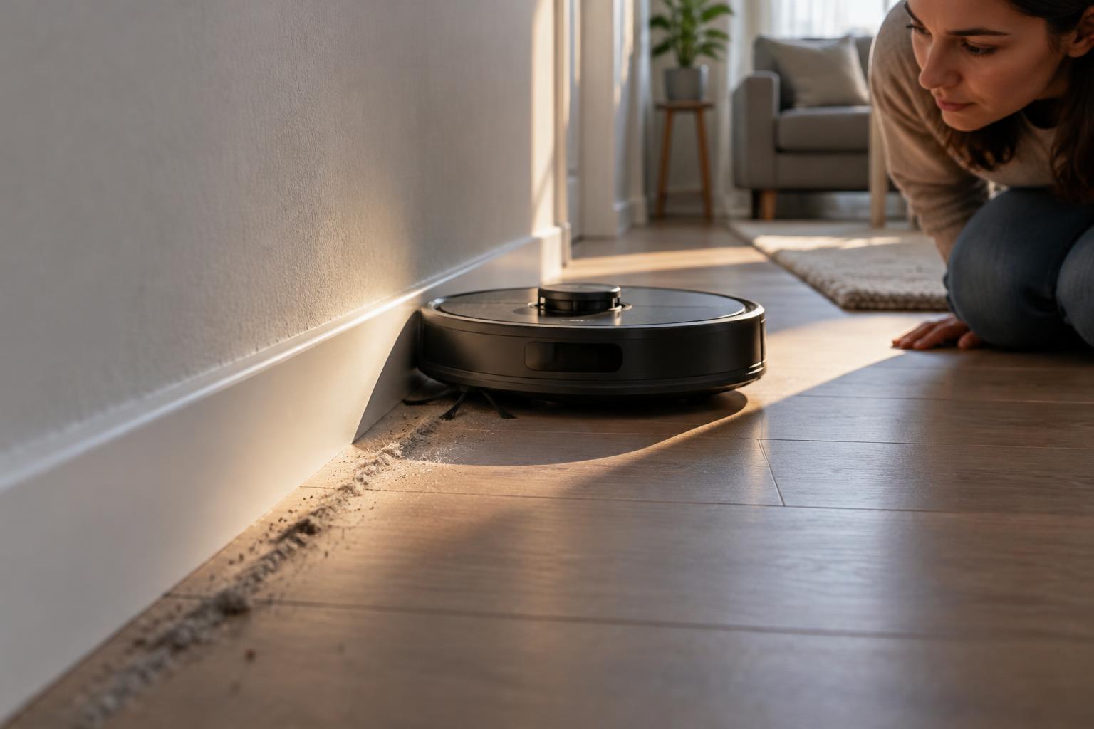 Come verificare se il robot aspirapolvere raccoglie bene la polvere lungo i battiscopa