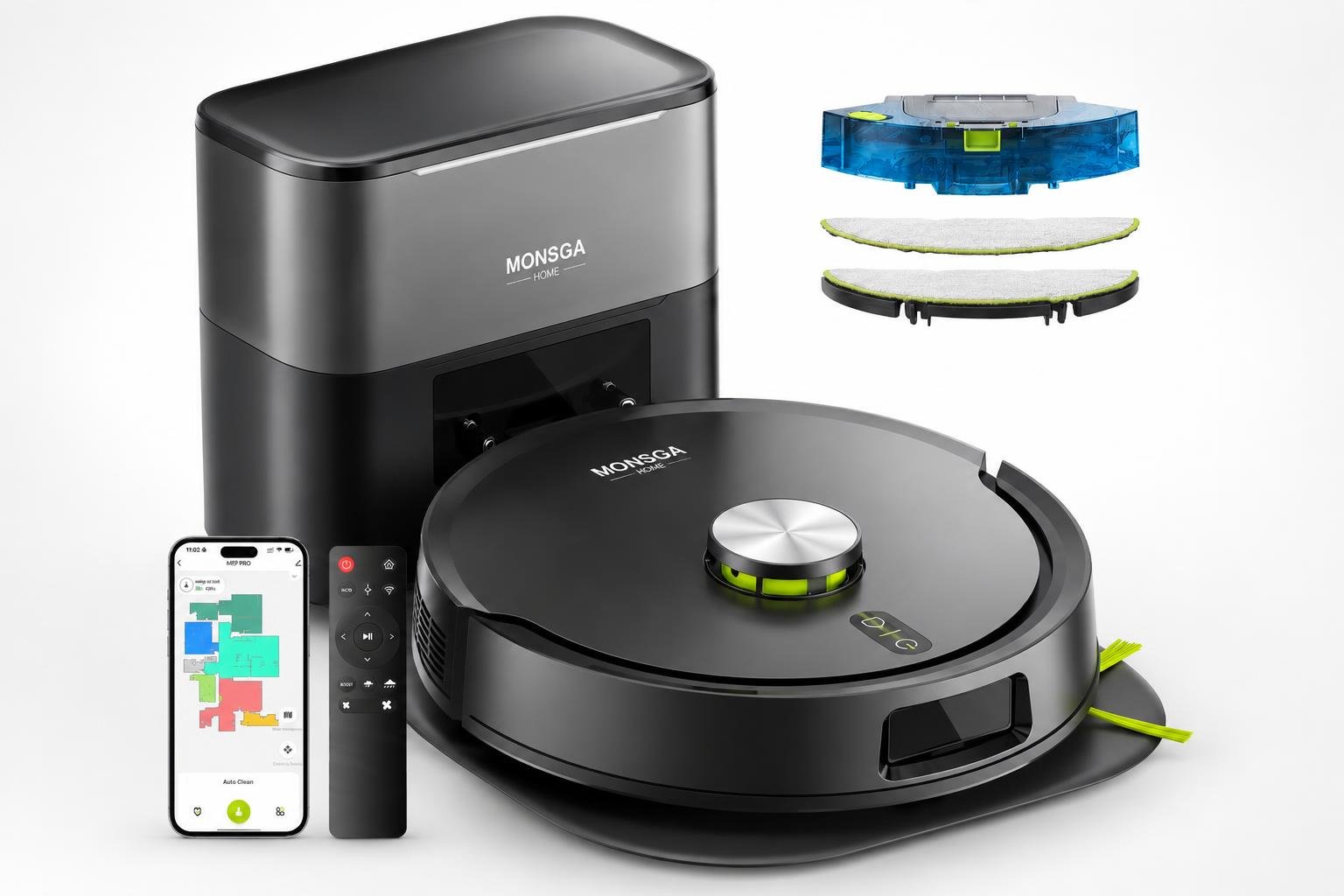 MONSGA 10000Pa in offerta su Amazon: robot 2 in 1 con navigazione LiDAR e autosvuotamento