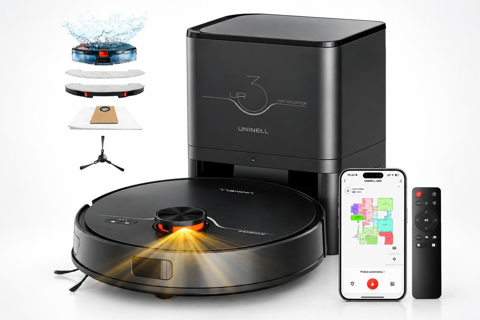 uninell Robot 8000Pa in offerta su Amazon: aspirazione potente e svuotamento automatico